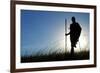 Silhouette of Maasai Warrior, Ngorongoro Crater, Tanzania-Paul Joynson Hicks-Framed Photographic Print