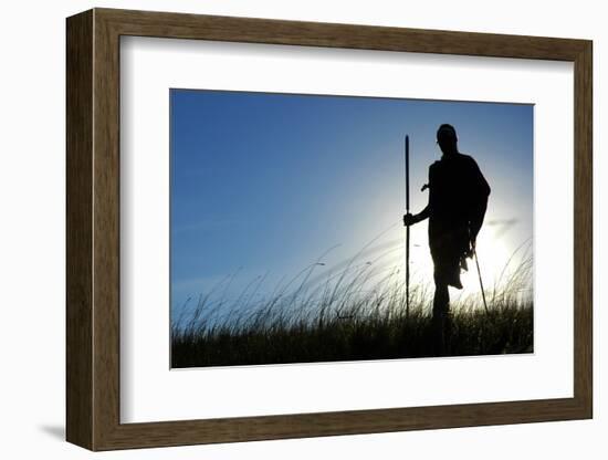 Silhouette of Maasai Warrior, Ngorongoro Crater, Tanzania-Paul Joynson Hicks-Framed Photographic Print