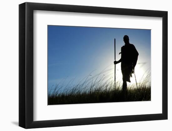 Silhouette of Maasai Warrior, Ngorongoro Crater, Tanzania-Paul Joynson Hicks-Framed Photographic Print