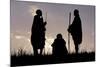 Silhouette of Maasai Warriors, Ngorongoro Crater, Tanzania-Paul Joynson Hicks-Mounted Photographic Print