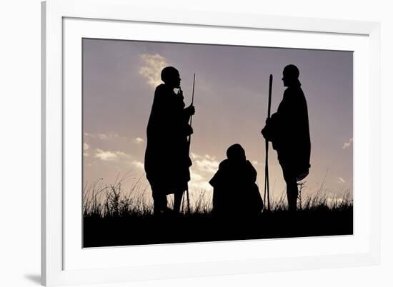 Silhouette of Maasai Warriors, Ngorongoro Crater, Tanzania-Paul Joynson Hicks-Framed Photographic Print