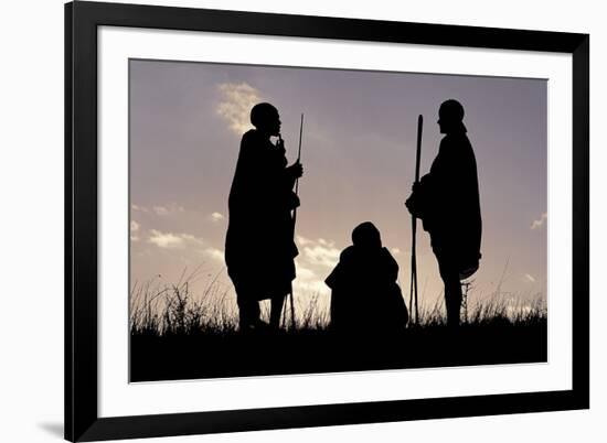 Silhouette of Maasai Warriors, Ngorongoro Crater, Tanzania-Paul Joynson Hicks-Framed Photographic Print