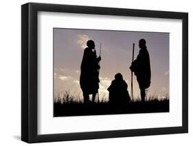 Silhouette of Maasai Warriors, Ngorongoro Crater, Tanzania-Paul Joynson Hicks-Framed Photographic Print