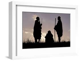 Silhouette of Maasai Warriors, Ngorongoro Crater, Tanzania-Paul Joynson Hicks-Framed Photographic Print