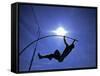 Silhouette of Male Pole Vaulter-Steven Sutton-Framed Stretched Canvas
