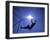 Silhouette of Male Pole Vaulter-Steven Sutton-Framed Photographic Print