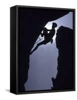 Silhouette of Male Rock Climber-null-Framed Stretched Canvas