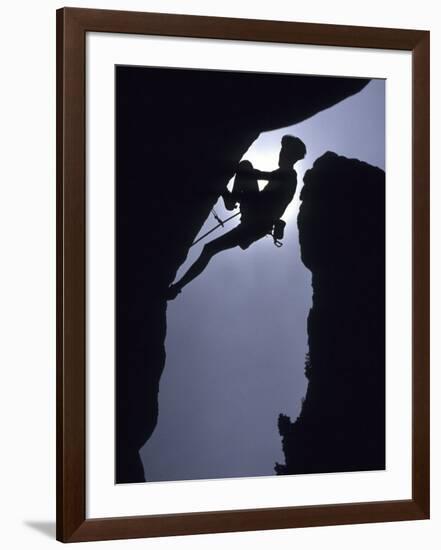 Silhouette of Male Rock Climber-null-Framed Photographic Print