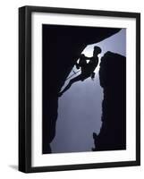 Silhouette of Male Rock Climber-null-Framed Photographic Print