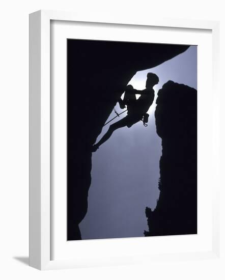 Silhouette of Male Rock Climber-null-Framed Photographic Print