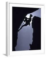 Silhouette of Male Rock Climber-null-Framed Photographic Print