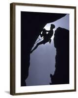 Silhouette of Male Rock Climber-null-Framed Photographic Print