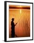 Silhouette of Man Fishing, Vilas City, WI-Ken Wardius-Framed Premium Photographic Print