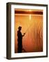 Silhouette of Man Fishing, Vilas City, WI-Ken Wardius-Framed Photographic Print