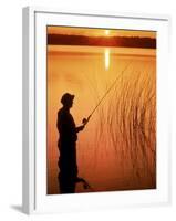 Silhouette of Man Fishing, Vilas City, WI-Ken Wardius-Framed Photographic Print