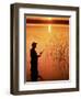 Silhouette of Man Fishing, Vilas City, WI-Ken Wardius-Framed Photographic Print