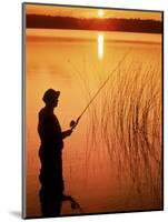 Silhouette of Man Fishing, Vilas City, WI-Ken Wardius-Mounted Photographic Print