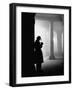 Silhouette of Man Lighting Pipe-null-Framed Photographic Print
