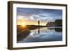 Silhouette of man standing on rocks watching the mountain peaks at sunset, Tungeneset viewpoint-Roberto Moiola-Framed Photographic Print