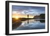 Silhouette of man standing on rocks watching the mountain peaks at sunset, Tungeneset viewpoint-Roberto Moiola-Framed Photographic Print