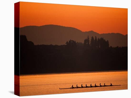 Silhouette of Men's Eights Rowing Team in Action, Vancouver Lake, Washington, USA-null-Stretched Canvas