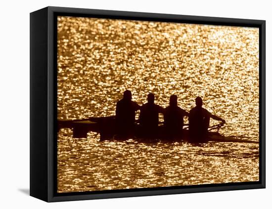 Silhouette of Men's Fours Rowing Team in Action, Atlanta, Georgia, USA-null-Framed Stretched Canvas