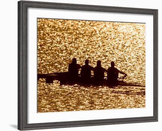 Silhouette of Men's Fours Rowing Team in Action, Atlanta, Georgia, USA-null-Framed Photographic Print