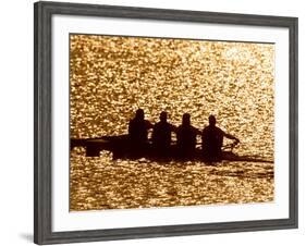 Silhouette of Men's Fours Rowing Team in Action, Atlanta, Georgia, USA-null-Framed Photographic Print