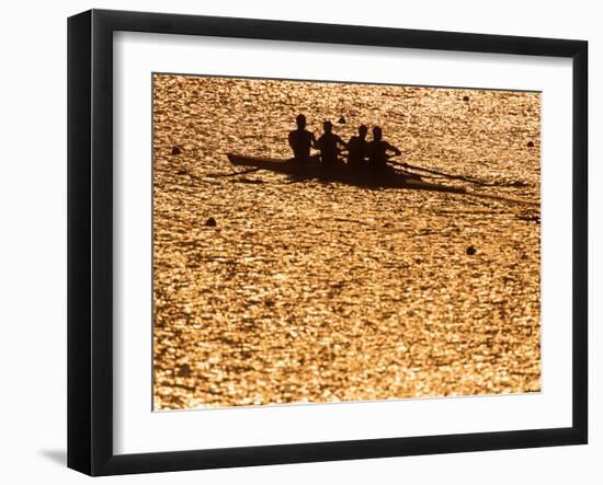 Silhouette of Men's Fours Rowing Team in Action, Atlanta, Georgia, USA-null-Framed Photographic Print