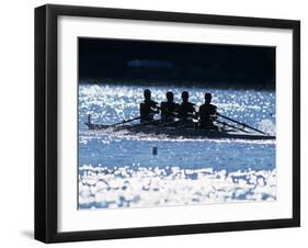 Silhouette of Men's Fours Rowing Team in Action, USA-null-Framed Premium Photographic Print