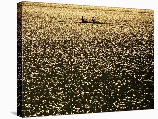 Silhouette of Men's Pairs Rowing Team in Action, Vancouver Lake, Georgia, USA-null-Stretched Canvas