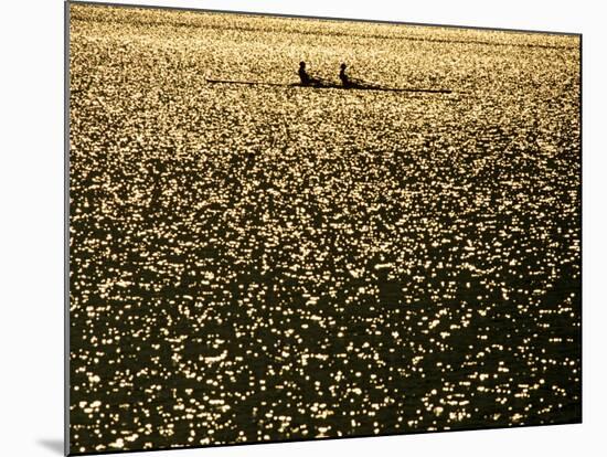 Silhouette of Men's Pairs Rowing Team in Action, Vancouver Lake, Georgia, USA-null-Mounted Photographic Print