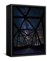 Silhouette of Morrin Bridge at night, Highway 27, Morrin, Alberta, Canada-null-Framed Stretched Canvas