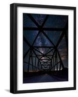 Silhouette of Morrin Bridge at night, Highway 27, Morrin, Alberta, Canada-null-Framed Photographic Print