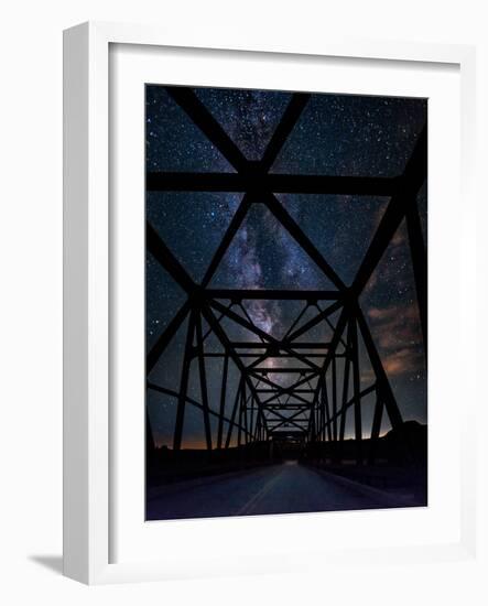 Silhouette of Morrin Bridge at night, Highway 27, Morrin, Alberta, Canada-null-Framed Photographic Print