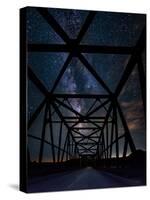 Silhouette of Morrin Bridge at night, Highway 27, Morrin, Alberta, Canada-null-Stretched Canvas