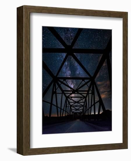 Silhouette of Morrin Bridge at night, Highway 27, Morrin, Alberta, Canada-null-Framed Photographic Print