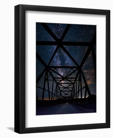 Silhouette of Morrin Bridge at night, Highway 27, Morrin, Alberta, Canada-null-Framed Photographic Print