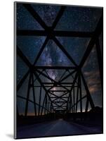 Silhouette of Morrin Bridge at night, Highway 27, Morrin, Alberta, Canada-null-Mounted Photographic Print