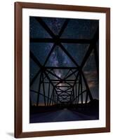 Silhouette of Morrin Bridge at night, Highway 27, Morrin, Alberta, Canada-null-Framed Photographic Print