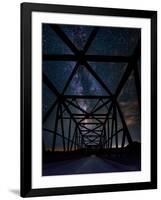 Silhouette of Morrin Bridge at night, Highway 27, Morrin, Alberta, Canada-null-Framed Photographic Print