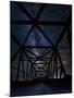 Silhouette of Morrin Bridge at night, Highway 27, Morrin, Alberta, Canada-null-Mounted Photographic Print