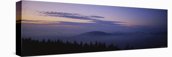 Silhouette of Mountain at Dusk, Mount Equinox, Manchester, Vermont, New England, USA-null-Stretched Canvas
