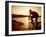 Silhouette of Mountain Biker at Sunset-null-Framed Photographic Print