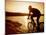 Silhouette of Mountain Biker at Sunset-null-Mounted Photographic Print