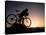 Silhouette of Mountain Biker at the Summit During Sunrise-null-Stretched Canvas