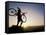 Silhouette of Mountain Biker at the Summit During Sunrise-null-Framed Stretched Canvas