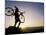 Silhouette of Mountain Biker at the Summit During Sunrise-null-Mounted Photographic Print