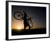 Silhouette of Mountain Biker at the Summit During Sunrise-null-Framed Photographic Print