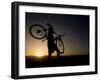 Silhouette of Mountain Biker at the Summit During Sunrise-null-Framed Photographic Print